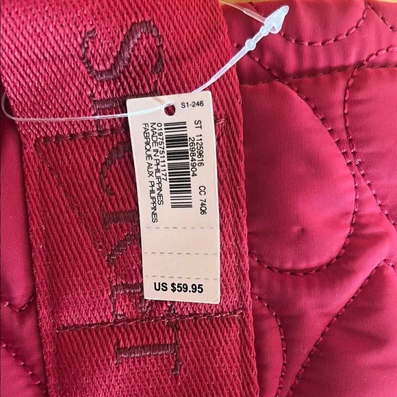 2 for 1 Victoria's Secret Red Quilted Tote Bag with Diamond Design - Picture 4 of 12